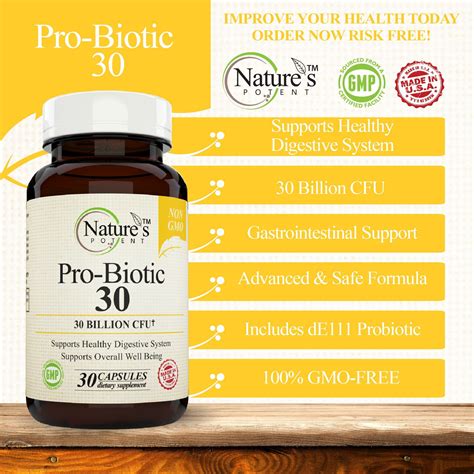 Natures Potent Probiotic Supplement Billion CFU NonGMO Probiotics For Men Probiotics For