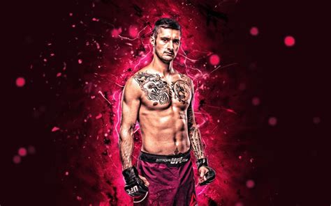 Download Wallpapers Charles Jourdain K Purple Neon Lights Canadian Fighters Mma Ufc Mixed