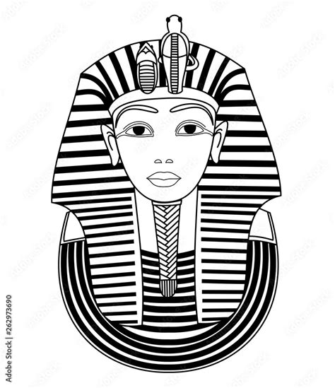 tutankhamunà¸¡ ancient egyptian pharaoh drawing on white background stock illustration adobe stock
