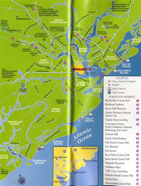 Charleston South Carolina Tourist Map Charleston South Carolina Mappery