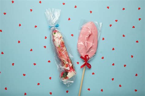 Two Sweet Candy In Form Of Penis And Vagina Sexual Relationship As