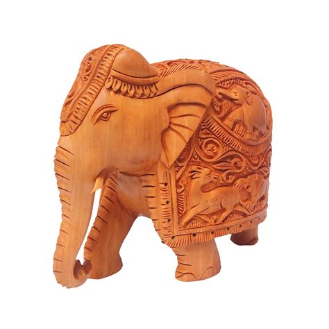 Wooden Elephant Statue Hand Carved Elephant Figurine Hand Crafted