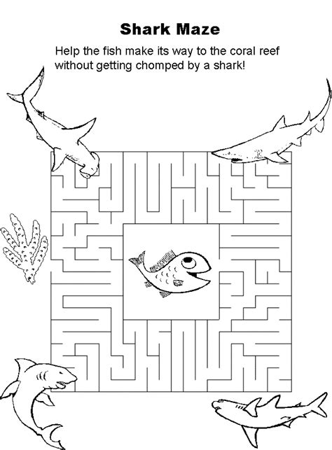 Shark Maze Printable