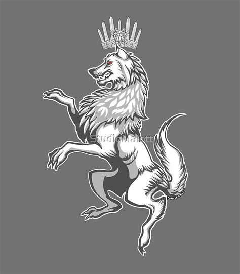 He Is The White Wolf The Kingindanorf Heraldic Illustration Inspired