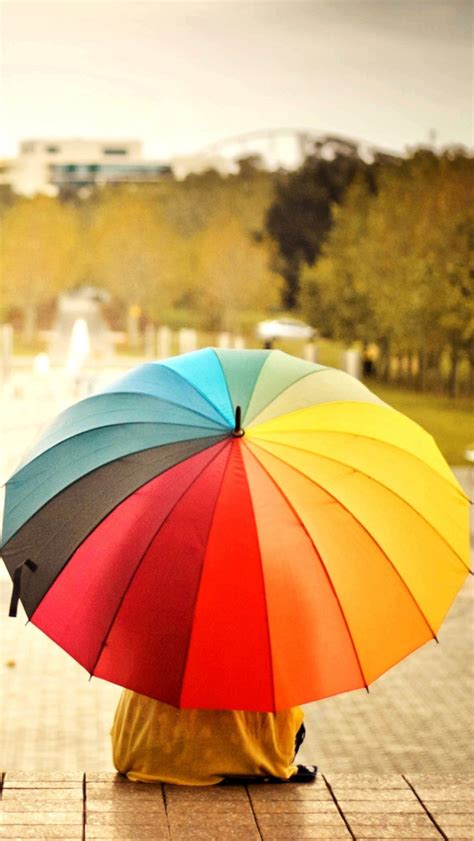 Colorful Umbrellas Kid Rainbow Weather Mood Iphone Wallpapers Free Download