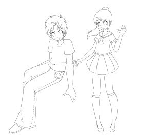 This step just show two anime kids of the same age which is anywhere between ten to fifteen years old. How to draw how to draw anime for kids - Hellokids.com