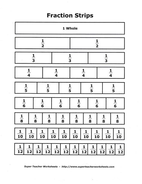 Get printable fraction strips free for your children to learn the facts of fractions. 4 Best Images of Printable Equivalent Fraction Chart ...