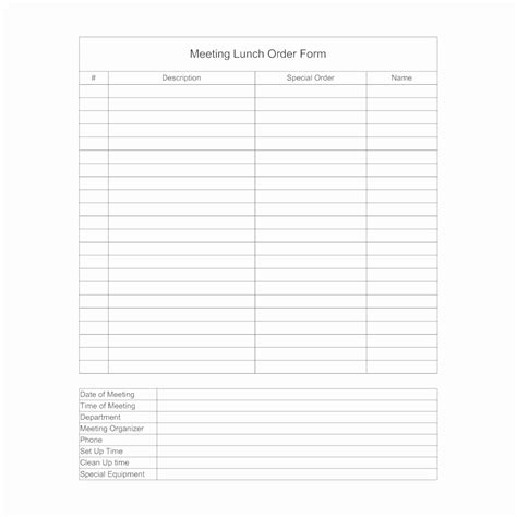 50 Office Lunch Order Form Template