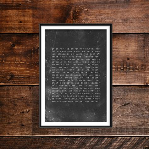 The Man In The Arena Art Print Poster T Poem By Theodore Etsy Uk