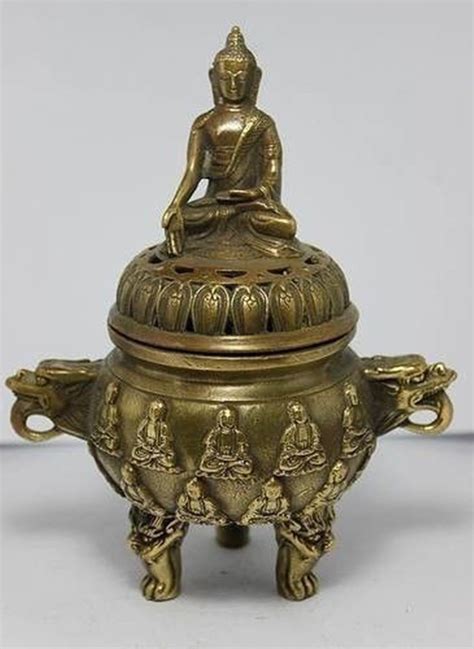 China Copper Buddha Dragon Incense Burner In Statues And Sculptures From