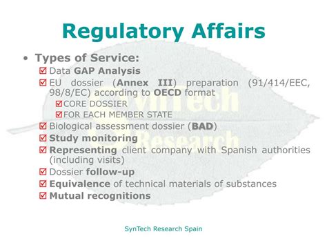 Ppt Syntech Research Spain Regulatory Affairs Powerpoint Presentation