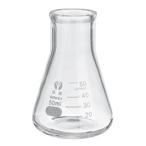50ml Lab Glass Erlenmeyer Conical Flask Bottle W Rim Borosilicate