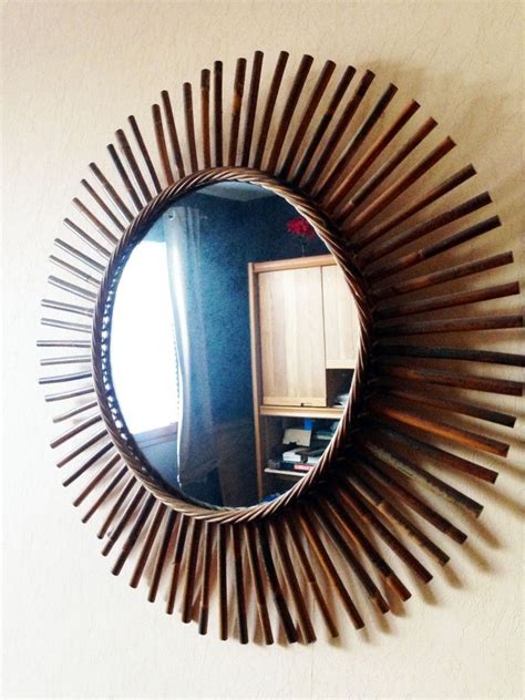 1950' miroir soleil convexe, bois doré 70 cm. Miroir soleil en bois vintage | Miroir soleil, Miroir en ...