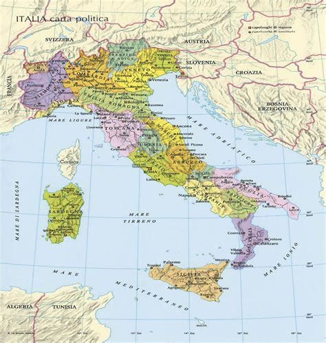 Cartina Dell Italia Con I Mari