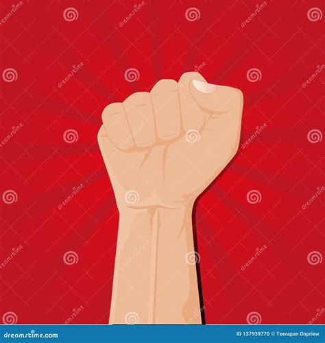 Clenched Fist Held High Vector On Red Radius Stock Vector