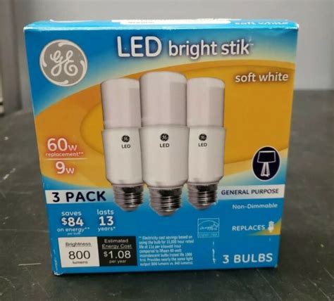 Ge Lighting 63589 Led Bright Stik Light Bulbs 9w Replacement Soft White