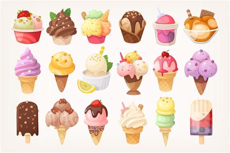 Ice Cream Icons Eps Illustration Dessert Ice Cream Illustration