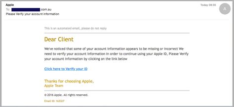 In forms when using email id fields it is a good idea to use client side validation along with your programming language validation. Latest Apple phishing scam: Fake or real? Can you pick the ...