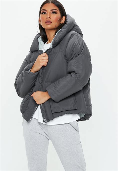 Gray Oversized Hooded Ultimate Puffer Jacket Missguided Женские