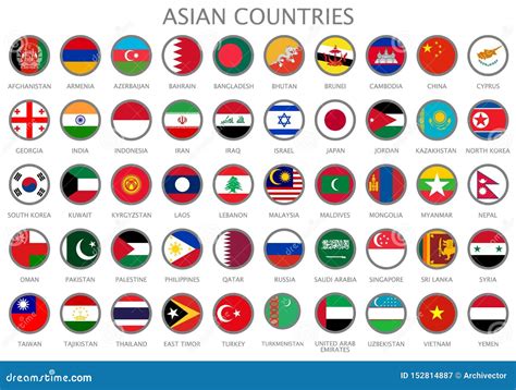 Tutte Le Bandiere Nazionali Dei Paesi Asiatici Illustrazione Vettoriale
