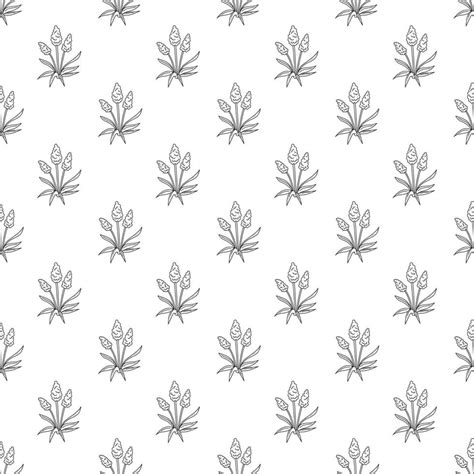 Seamless Pattern With Grape Hyacinth Flower Doodle Black And White