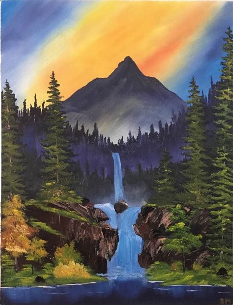 Mountain Waterfall Painting By Shankhadeep Mondal Saatchi Art