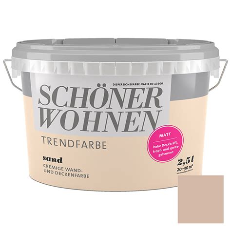 Schöner wohnen trendfarbe lagune, matt, 2,5 l, lagune. Schöner Wohnen Wandfarbe Trendfarbe (Sand, 2,5 l, Matt ...