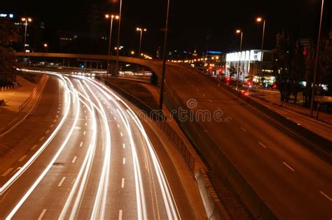 City Lights Long Exposure Street Life In The City Speed Highway Stock