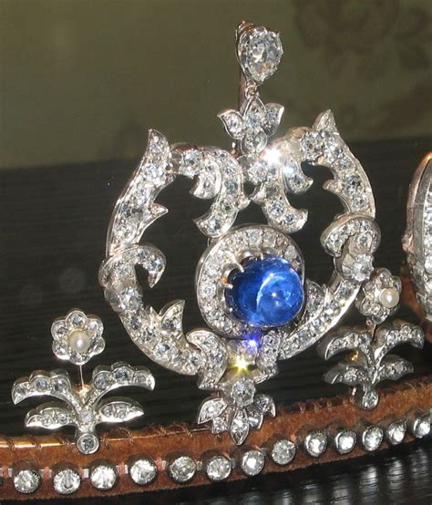 A Close Up Of The Diamond And Sapphire Tiara Of Princess Thyra Of
