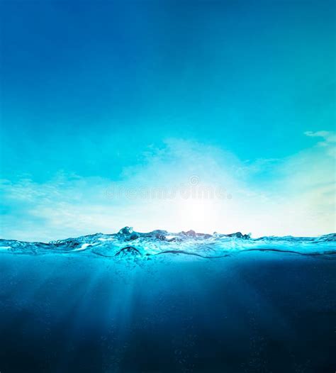 Ocean Blue Underwater Waves With Sun Beam Clear View Realistic World