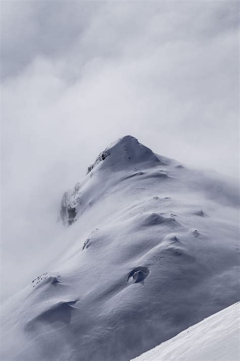 Mountain Peak Fog Snow Snowy Hd Phone Wallpaper Peakpx