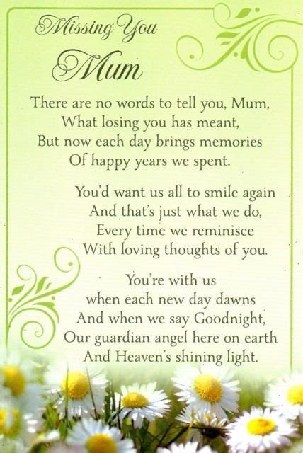 graveside bereavement memorial cards a variety you choose mom poems mother in heaven happy