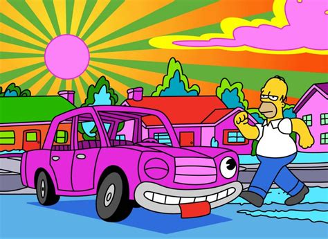 The Simpsons Homer Simpson Cartoon Car Colorful Wallpaper Anime