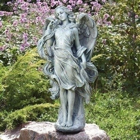 Angel Holding Rose Large Garden Statue Outdoor Garden Statues Garden