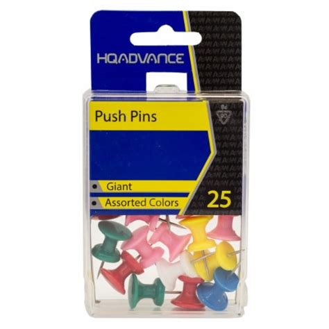 Hq Advance Jumbo Push Pins Assorted Colors 25 Pk City Market