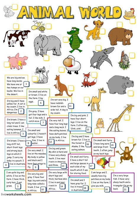 Wild Animals Worksheets For Grade 2