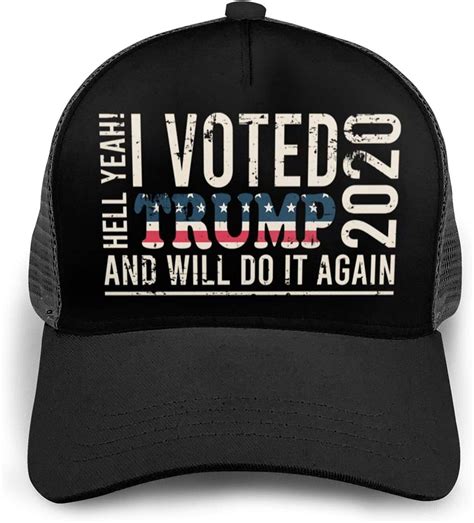 Hell Yeah I Voted Trump And Will Do It Again 20201trucker Hat Mens Classic Mesh Back Baseball