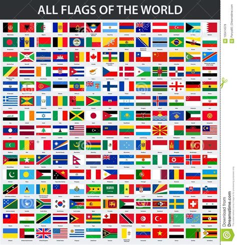Alle Vlaggen Van De Wereld in Alfabetische Volgorde Vector Illustratie ...