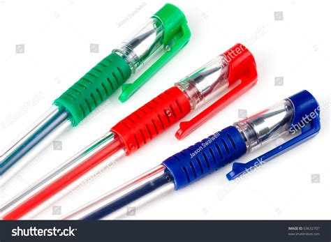 Three Pens Red Green Blue On Stock Photo 63632707 Shutterstock