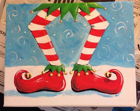 Elf Shoesshirt Idea Christmas Paintings On Canvas Holiday Painting