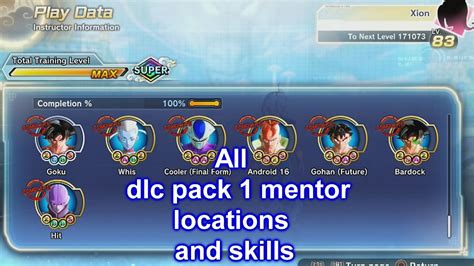 This extra pack 1 is the perfect content to enhance your experience with a lot of new elements: Dragon ball xenoverse 2- all dlc pack 1 mentor locations and skills - YouTube