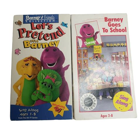 Barney Vhs Lot Of 2 Movies Barney Goes To School Lets Pretend With