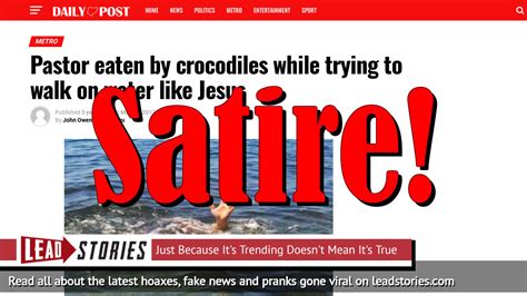 Fake News Pastor NOT Eaten By Crocodiles While Trying To Walk On Water Like Jesus Lead Stories