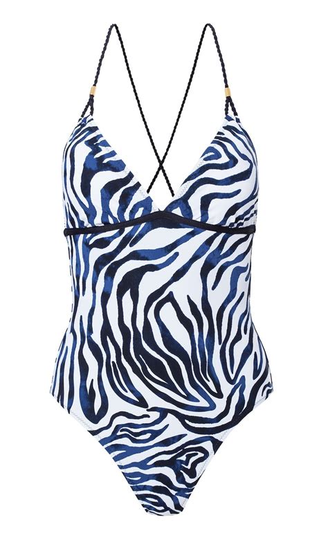 Zebra Print Deep V Neck One Piece Swimsuit Clothes For Women One