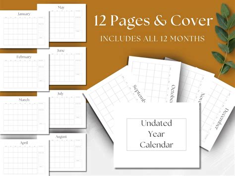 Perpetual Calendar Printable Monthly Planner Birthday Etsy