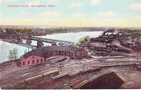 Postcard Of Roundhouse In Springfield Ma Railroad Pictures New