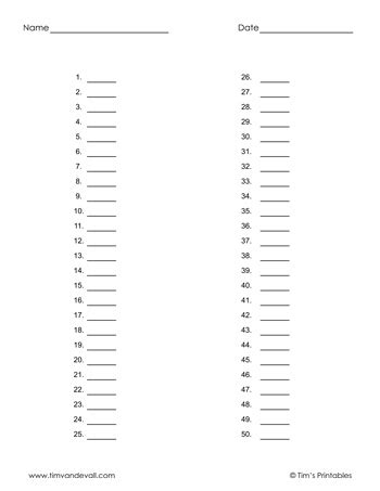 Printable Blank Answer Sheet Template