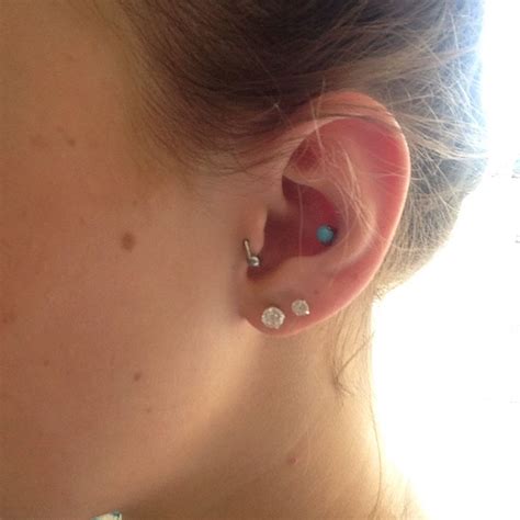 For inner or double conch piercings, you can experiment with any variety of jewelry including cute barbells, captive rings or studs. double lobe, tragus and inner conch | Diamond earrings ...