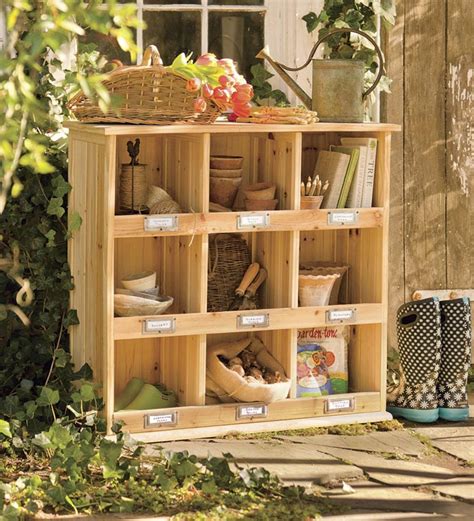 Solid Wood Garden Storage Cubby Plow And Hearth
