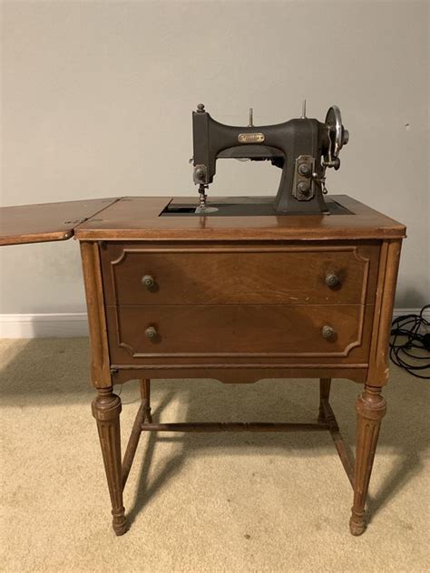 White Rotary Antique Sewing Machine Spring Table For Sale In Houston